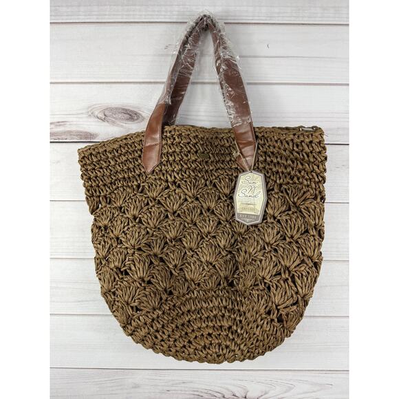 Sun N Sand Brown Straw Tote Summer Bag Brown NWT CE5725B‎ - Picture 1 of 8